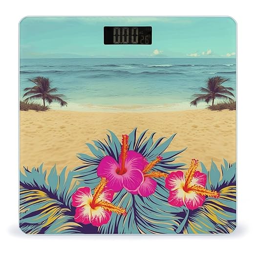Hello Hawaii Digital Bathroom Scale for Body Weight Weighing Scale with Backlit LCD Display High Precision Measurements &amp Measures Weight Up to 180kg