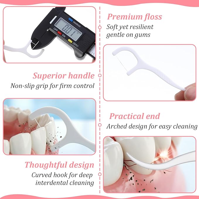 100 Packs/1000Pcs Dispenser Dental Floss Case Professional Toothpicks Sticks with Travel Case Superfine Floss Picks Adult Teeth Cleaning Toothpick Flossers for Travel Office Home Use