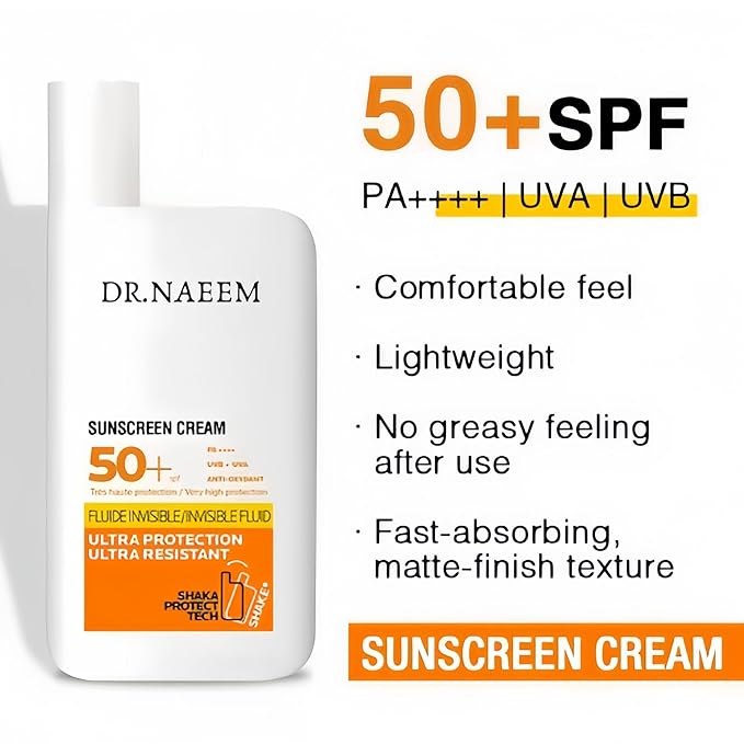 Organic Brightening Sunscreen SPF 50+ PA+++ | Mineral &amp Physical UV Protection with Zinc Oxide &amp Titanium Dioxide | Matte Finish Non-Greasy 50ml