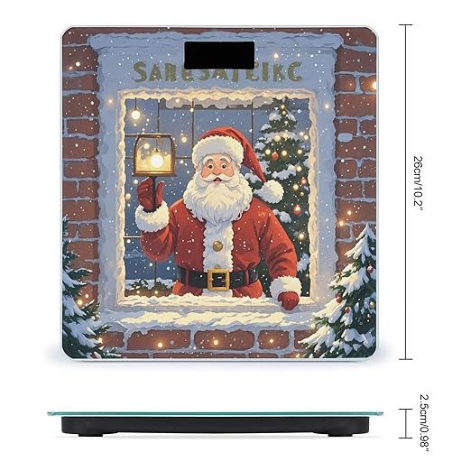 Santa Outside The Window Scale for Body Weight Digital Bathroom Scale Toughened Glass High Precision Scales for Body Weight with Large LCD Backlight Display Weight Scales