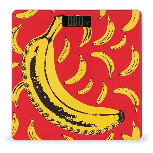 Yellow Banana Bathroom Scale for Body Weight LCD Display Digital Bathroom Scale Tempered Glass Bathroom Weight Scales Fashion Smart Scales for Home Bedroom 400 Lb