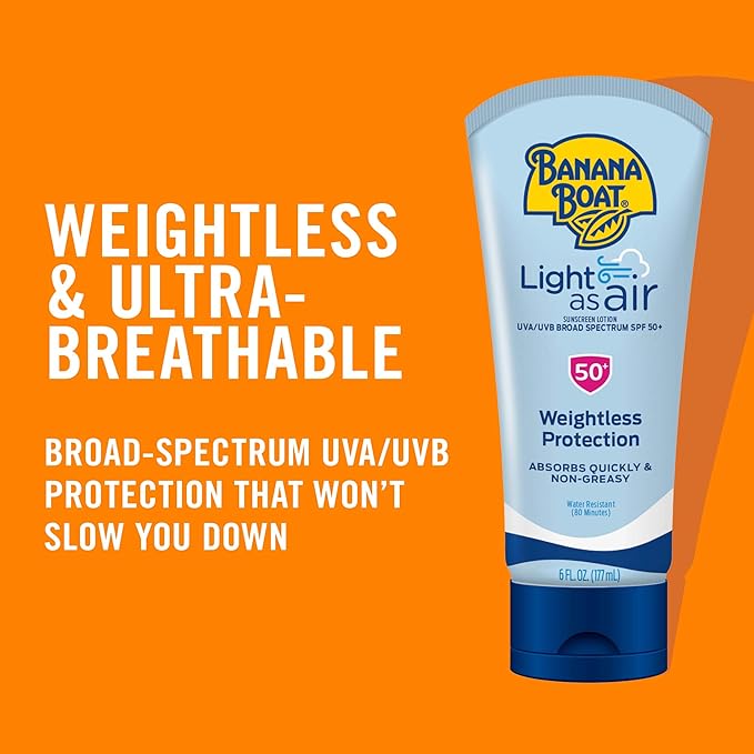 Banana Boat Light As Air Sunscreen Lotion SPF 50 and Sport Ultra SPF 50 Sunscreen Spray Twin Packs 6oz each