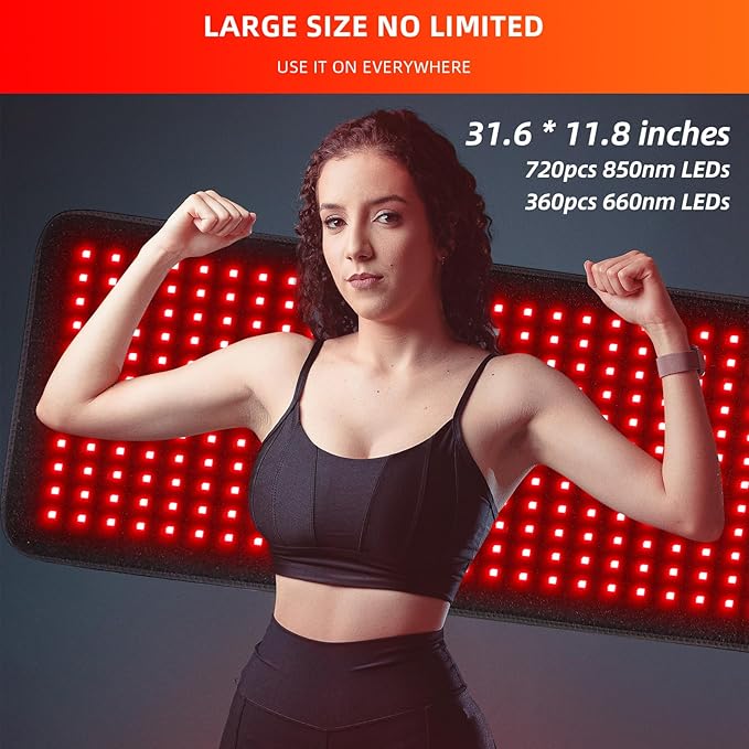 Red Light Therapy Infrared Light Therapy 31.6 * 11.8 Large Wrap Pad 360LEDs for Body Back Waist Knee Joint Pain Relief Muscle Repair Decrease Inflammation Ideal Gift