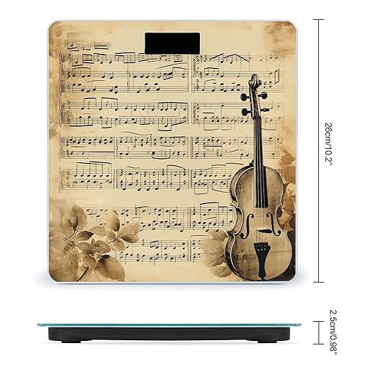 Music Notes on Old Paper Bathroom Scale for Body Weight LCD Display Digital Bathroom Scale Tempered Glass Bathroom Weight Scales Fashion Smart Scales for Home Bedroom 400 Lb