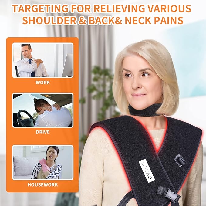 TUOB Red &amp Infrared Light Therapy for Shoulder &amp Neck Home Use 850nm Shoulder &amp 880nm Neck Pad Full Cover Light Therapy for Pain Relief &amp Muscle Relaxation