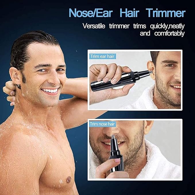 Ear and Nose Hair Trimmer Clipper - Professional Painless Eyebrow and Facial Hair Trimmer for Men and Women Rechargeable Waterproof Dual Edge Blades for Easy Cleansing