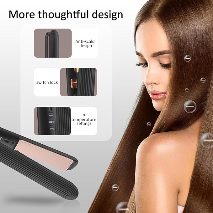 Hair Straightener for Women Ionic Straightening Iron with 3 Temperature Settings Fast Heating Flat Iron Straightener with Intelligent Power Off for All Hair Types (Black)
