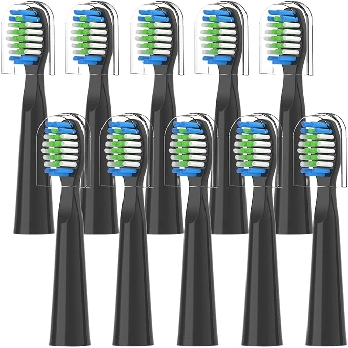 10PCSCompatibility for Fairywill FW-E11 E10 E6 D7S Electric Toothbrush Replacement Brush Heads(10PCS White)