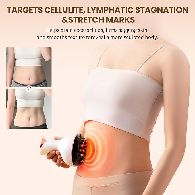 Lymphatic Drainage Massager &amp Anti Cellulite Massage Tool Helps Reduce Stretch Marks &amp Cellulite for Legs Arms &amp Belly Body Sculpting Machine with Microcurrent Light Heat &amp Vibra