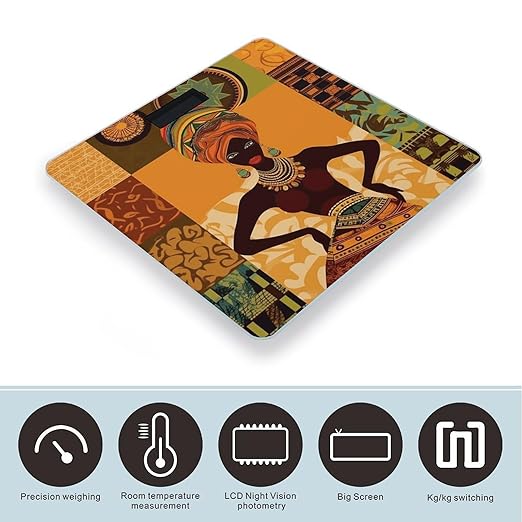 African Woman Bathroom Scale Large LCD Backlight Display Digital Scale Rounded Corners Body Scales Automatic Power On/Off Bathroom Scales for Home Bedrooms