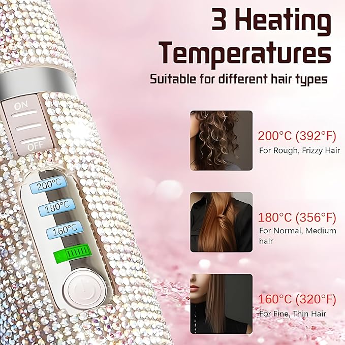 2 in 1 Portable Mini Cordless Hair Straightener and Curler Dual Purpose Curling Wand &amp Flat Iron for Travel USB Rechargeable Fast Heating 3 Temp Setting Hair Styler for Short Hairs Bangs (Bl