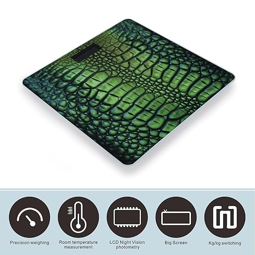 Alligator Skin Weight Scale Large Bathroom Scales Digital Weight with Bright LED Display Non Slip Automatic Weighing Scale Fashion Weighing Machine for Body