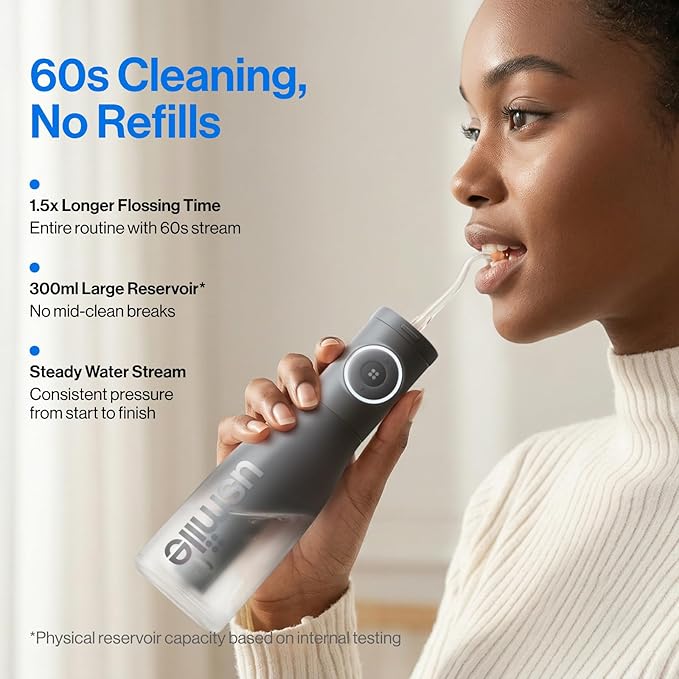 usmile C30 Cordless Water Flosser 300ml Large Tank 5 Pressure Levels Deep Clean S-Shaped Nozzles for Braces &amp Sensitive Gums USB-C Rechargeable IPX7 Waterproof Portable Travel &amp Home Use