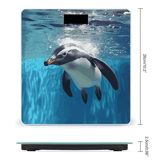 Swimming Penguin Scale with LCD Easy-to-Read Anti-Slip Weight Digital Bathroom Scale Precision Weighing Scales Sturdy Tempered Glass Body Weight Scales for Daily Use