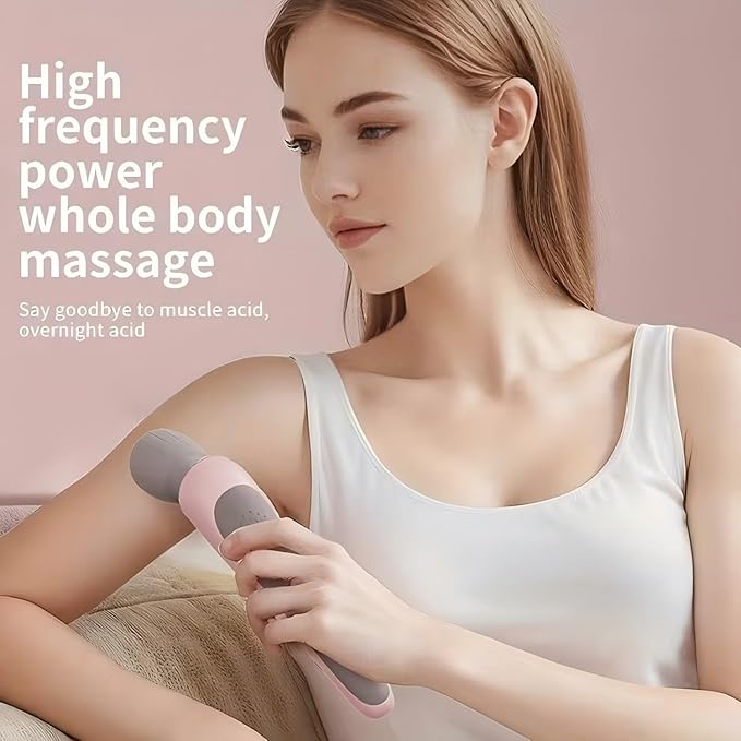 Labnique Handheld Massager 10 Massage Modes Cordless Waterproof Electric Back Massager Portable Muscle Recovery Tool Pink
