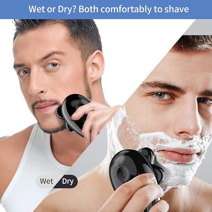 Electric shavers for Men Cordless Rechargeable Electric Razor Bald Head Shaver 5 in 1 Nose Beard Trimmer Hair Clipper Facial Grooming Kit Waterproof Wet Dry Rotary Shaver with Cleansing Brush