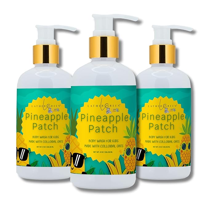 Kids Body Wash – Plant Based Gentle Moisturizer with Shea Butter – Safe for Sensitive Skin – Pineapple Patch – 3 Pack (8 oz Each)