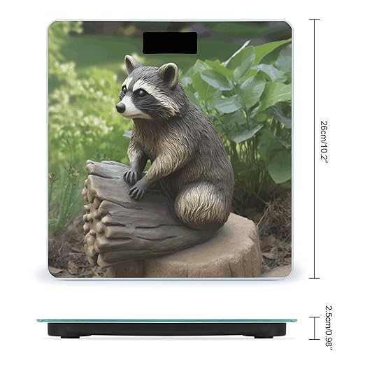 Raccoon Statue Digital Bathroom Scale for Body Weight Weighing Scale with Backlit LCD Display High Precision Measurements &amp Measures Weight Up to 180kg