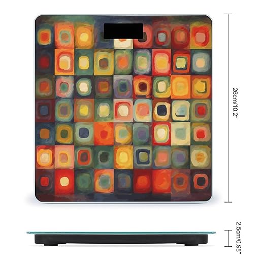 Abstract Art Squares Smart Scale for Body Weight Accurate Bathroom Scale with LED Display Digital Weight Scales Weighing Machine High Precision Scales for Bath Home