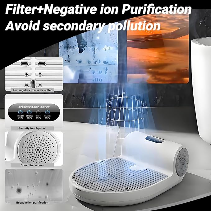Body Dryer Full Body Dryer for Shower Adjustable Cold/Warm Air Body Care Dryer Foot Touch Panel Full Body Dryer After Bath Universal for Swimming Pool/Bathroom/Gym