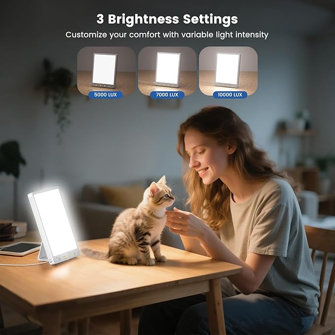 10000 Lux Light Therapy Lamp - 3 Color Modes Slim Portable Design Memory Function &amp Touch Control Sunlight Lamp for Home Office Wall Mountable Therapy Light.