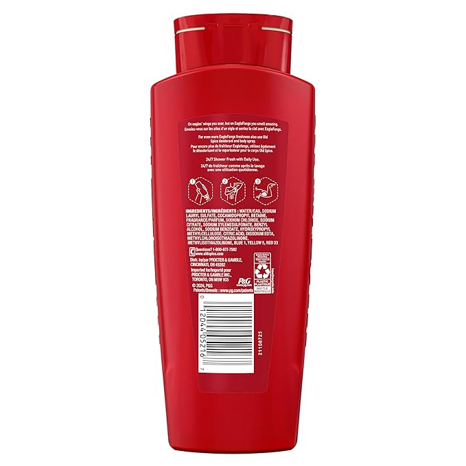 Old Spice Cleansing Body Wash for Men 3X Defense 24/7 Shower Fresh with Lasting Scent 2-in-1 Body &amp Face Wash Eaglefangs with Fresh Cloud Scent 24 oz (Pack of 4)