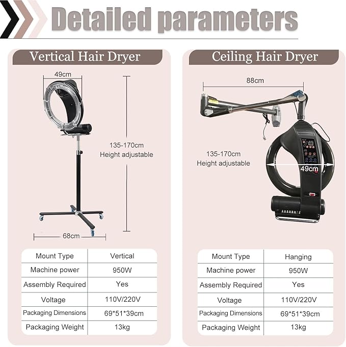 Salon Orbiting Hair DryerProfessional Blow DryersDigital Control Infrared Hair Color Perm ProcessorAdjustable Timer and Temperaturefor Hair Care perming Heating Baking Hanging