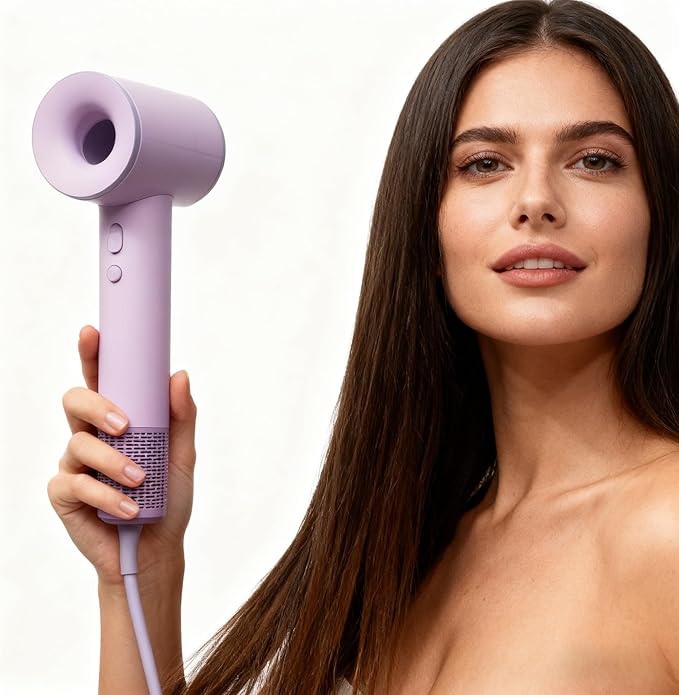 Professional Hair Dryer 1600W High-Speed Ionic Dryer with 8 Speeds Negative Ion Technology Low Noise Design Multiple Colors (Purple)