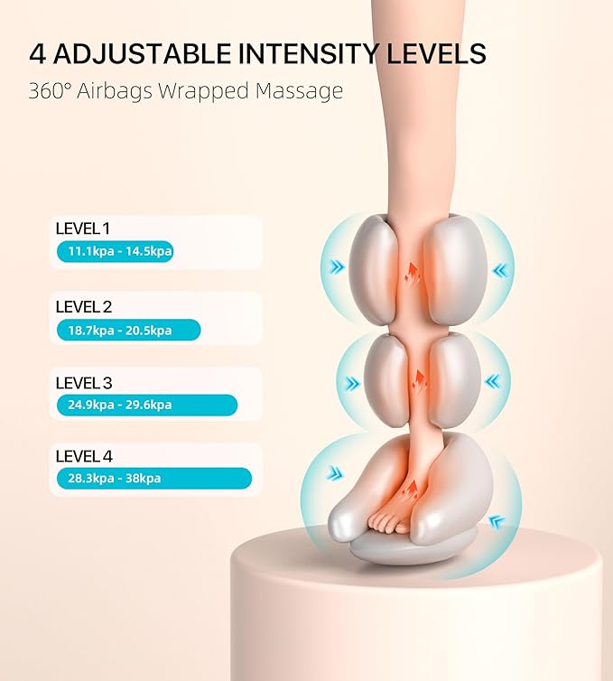 ALLJOY Leg Massager for Circulation and Pain Relief FSA Gifts for Dad Mom Mothers Day Fathers Day Leg Massager with Heat and Compression Helpful for Vericose Veins Fatigue Cramps Swelling Edema
