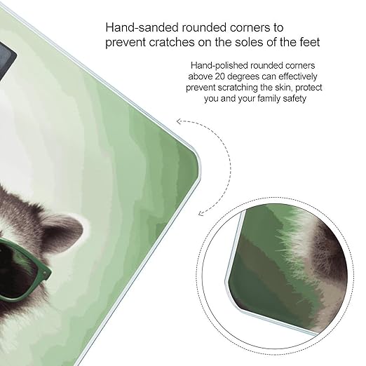 Funny Raccoon Green Sunglasses Weight Scale Digital Electronic Scales Bathroom Scale Larg LCD Backlight Display High Precision MeasurementsTempered Glass