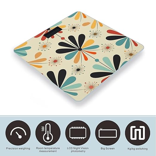 Retro Modern Weight Scale Large Bathroom Scales Digital Weight with Bright LED Display Non Slip Automatic Weighing Scale Fashion Weighing Machine for Body