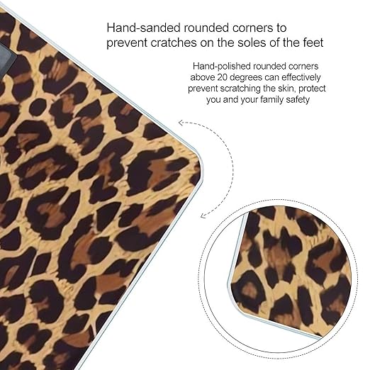 Cool Cheetah Leopard Scale for Body Weight Anti-Slip Sturdy Tempered Glass Weighing Machine Highly Digital Accurate Bright LCD Bathroom Scale for Household Gift