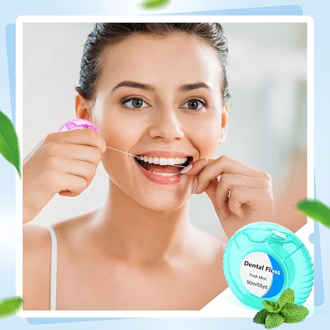 Geiserailie 96 Pcs Mini Dental Floss Bulk Mint Dental Floss for Homeless 54.6 yd Plaque Remover Teeth Shred Resistant Oral Care Cleaning for Adults Travel Wedding Bridal Shower Donated Gifts(6 Colors)