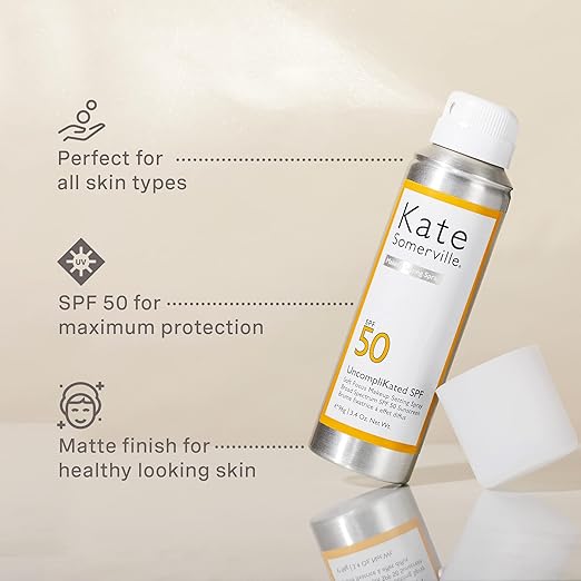 Kate Somerville UncompliKated SPF – SPF 50 Face Sunscreen and Soft Focus Makeup Setting Spray Daily Use Sun Protection with Matte Finish 3.4 Fl Oz