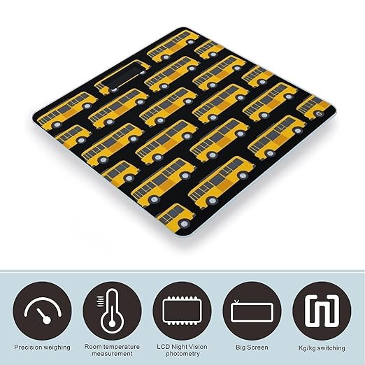 Men's Smart Scale for Body Weight Digital Bathroom Weighing Scale Automatic Switch Energy Saving Scale Black Yellow School Bus