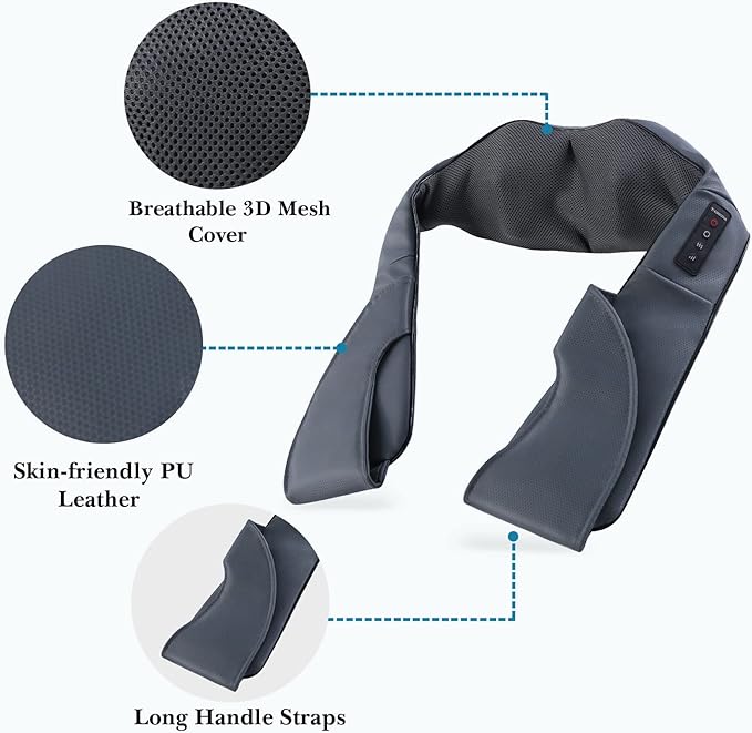 TRIDUCNA Shiatsu Neck Back and Shoulder Massager with Heat - Electric Deep Tissue 3D Kneading Massage Pillow for Lower Back Calf Legs Full Body Muscle Relaxation Home Office and Car Use