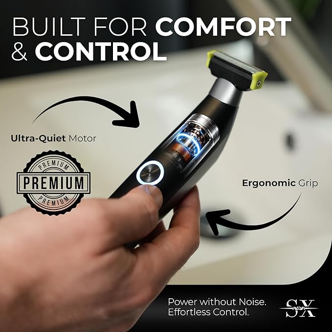 Body Hair Trimmer for Men Electric Shaver for Pubic &amp Groin Hair Ball Groomer Beard Chest Legs Sensitive Areas with Skin-Safe Dual Blades Waterproof Wet-Dry IPX6 Rechargeable USB-C 3 Combs