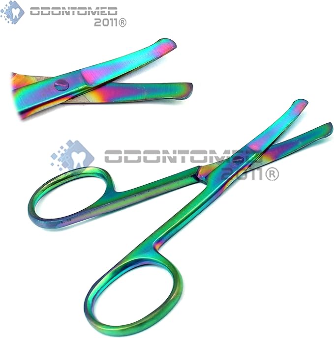 Set of 10 Pieces 3.5 Rainbow Nose Scissors Straight &amp Curved Mustache Scissors Ear Beard Trimming Eyebrow Shears Personal Grooming Men Women Stainless Steel Multi-purpose