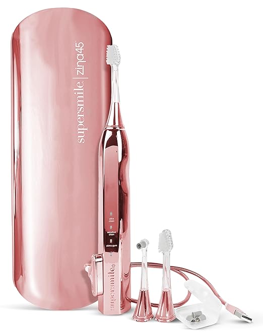 Supersmile Zina45™ Deluxe Sonic Pulse Toothbrush – Rechargeable Electric Brush with Angled Head &amp Travel Case – for Whiter Teeth and Healthier Gums