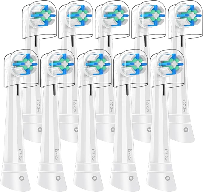 10 Pack Smart Cleaning Replacement Heads Compatible with Oral B iO 2 3 4 5 6 7 8 9 10 Series Electric Toothbrush Brush Heads Compatible with Oral B iO Electric Handles (White)