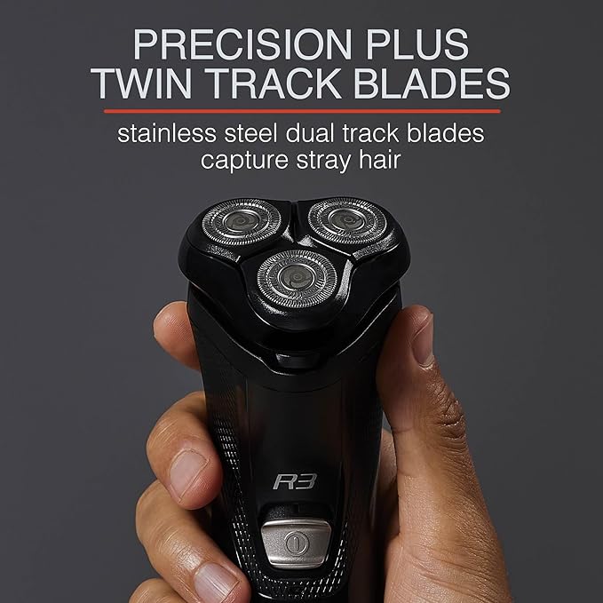 Remington R3 Style Series Rotary Shaver for Men Flexing Technology and Sensitive Skin Comfort Rechargeable Wet or Dry Electric Razor with Pop Up Trimmer and Stubble Attachment