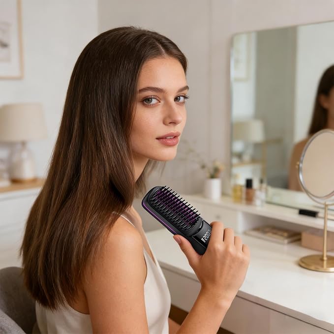 Rechargeable Hair Straightener - Cordless Styling Comb Tool USB Charging with Portable Design Wireless with Fast Heating Hair Styler Anti Scald Straightening Brush for Travel Use