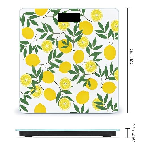 Yellow Lemon Smart Square Scale with Digital Display for Bathroom Scale