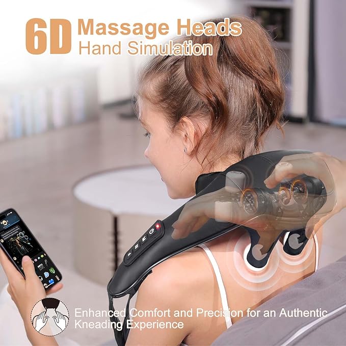 Shiatsu Back and Neck Massager Cordless Shoulder Massager with Heat Electric Deep Tissue 3D Kneading Massage Pillow for Shoulder Leg Body Muscle Pain Relief Gifts for Men Women