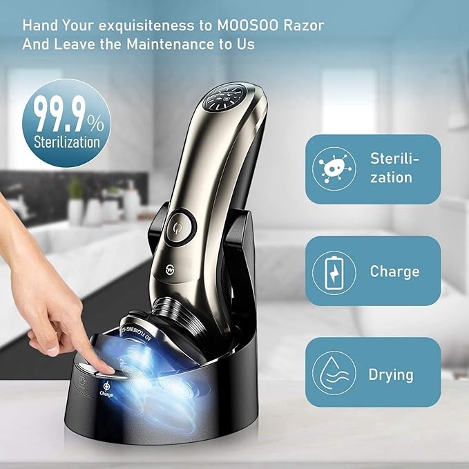 Electric Shavers for Men Wet Dry Rechargeable Pro Electric Shaver Beard Electric Razor for Men Facial Shaving Machine with Smart Cleaner