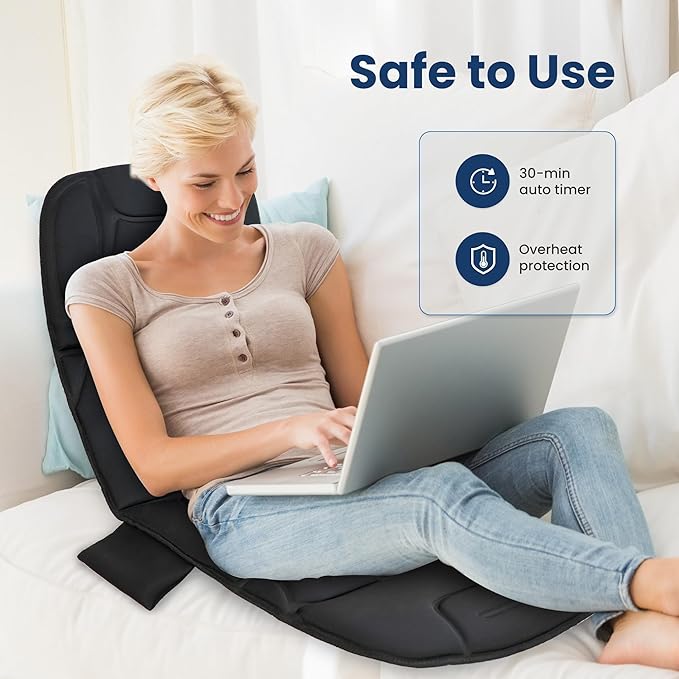 COMFIER Full Body Massage Mat with Heat 10 Vibration Motors 4 Heating Zones 30-Minute Auto Shut-Off Foldable Relaxation Pad for 3 Adjustable Intensity– Vibration Massage Only