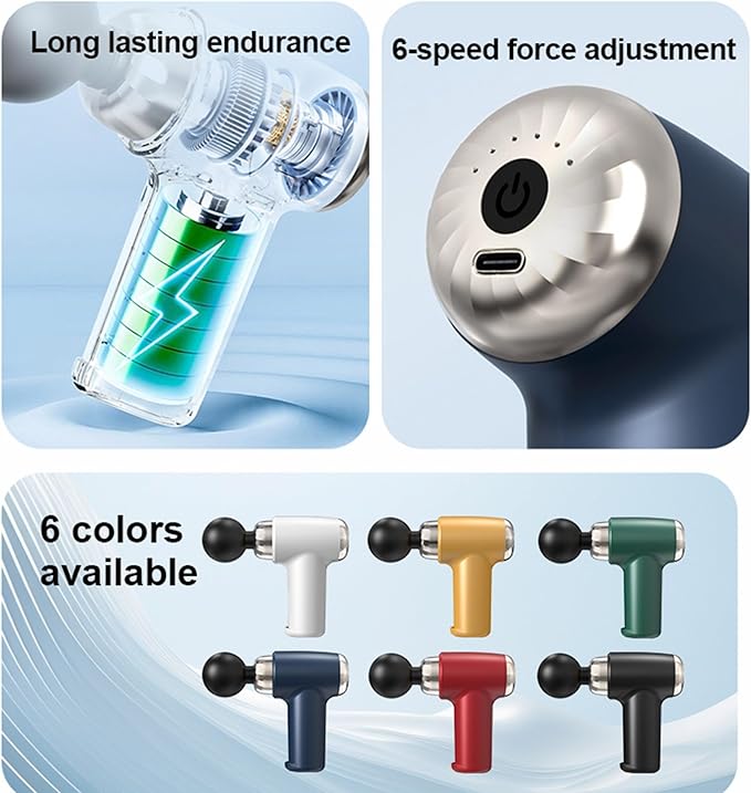 Mini Massage Gun Portable Handheld Massager with Wrist Strap Cordless Massager for Men Women Muscle Relaxation Full Body Massage Tool Rechargeable Lightweight Small Gold