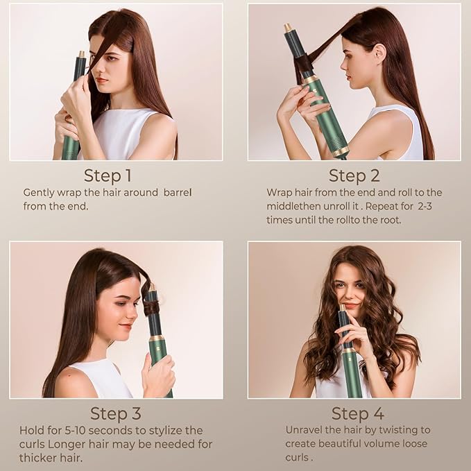 5 in 1 Blow Dryer Brush Negative Ion Hair Dryer Brush Set Upgrade Hot Air Brush Air Styler Curling Wrap Air Curler Curling Iron Hair Styling Tools As A Gift for Straight/Curl/Drying/Smoothing