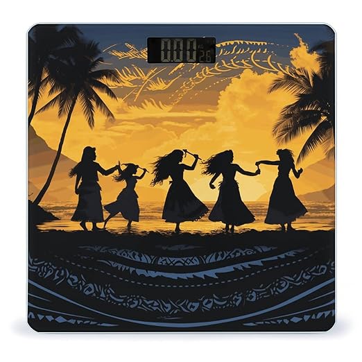 Five Silhouettes of Hawaiian Dance Bathroom ScaleHighly Accurate Digital Weighing Machine for People Bright LED Display Weight Scale for The Aldult Home Use