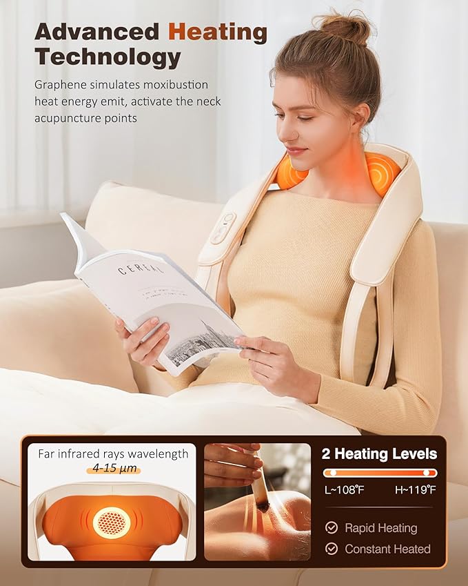 KNQZE Neck and Shoulder Massager with Heat Deep Kneading Foot Massager for Plantar Fasciitis &amp Neuropathy